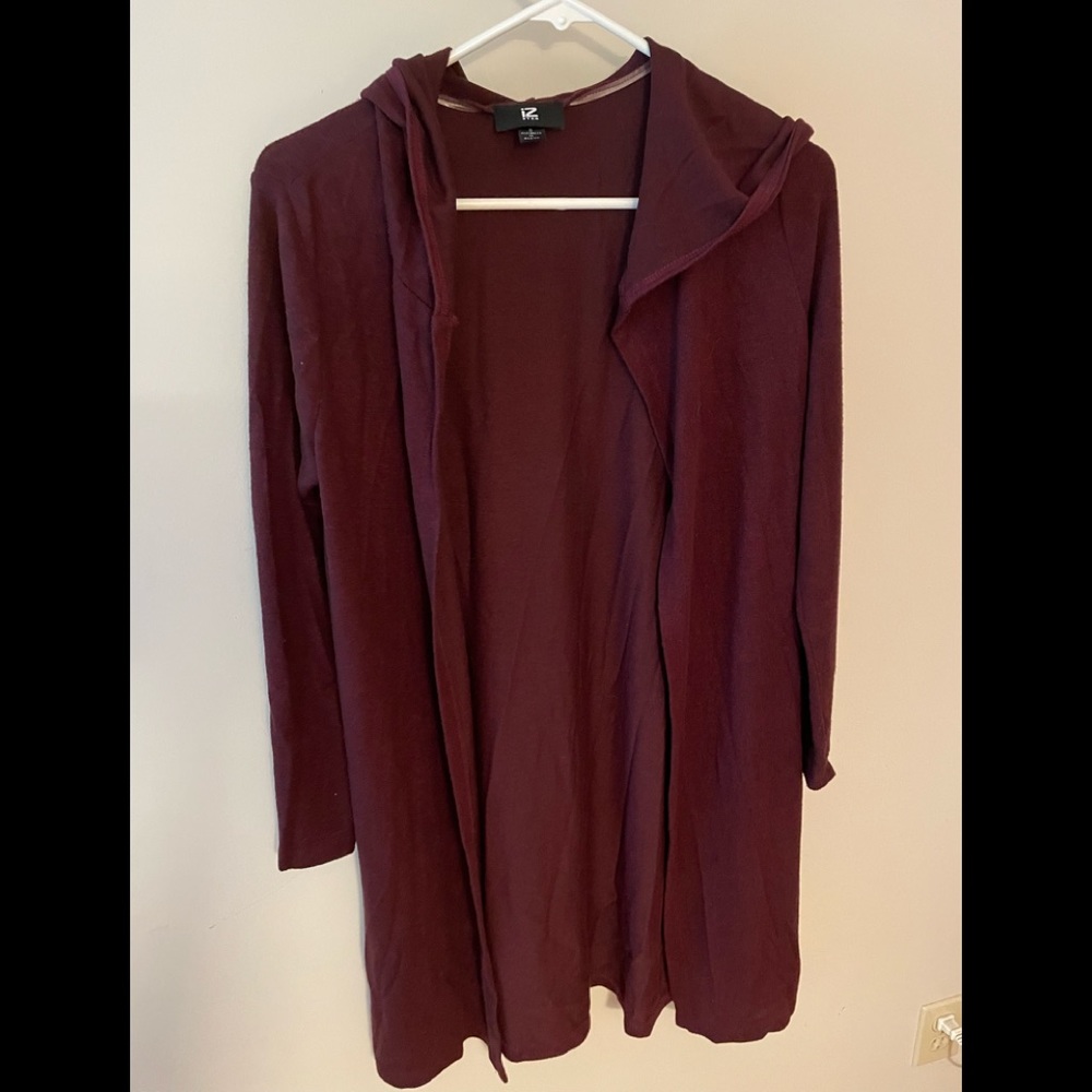 Used IZ Byer Womens Long Open Sweater Burgundy Color Size Small Good Condition